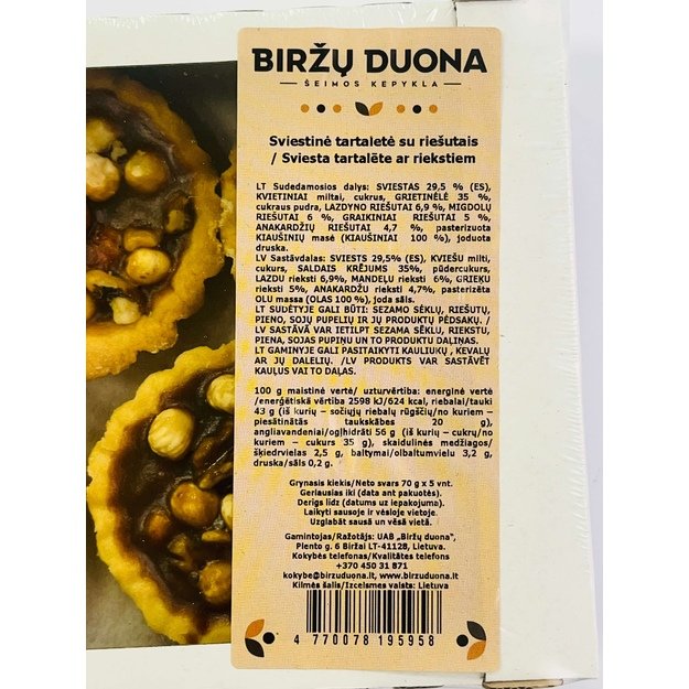 Sviestinė tartaletė su riešutais 5vnt 2