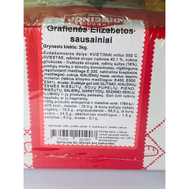 Grafienės elizabetos sausainiai 3kg 2