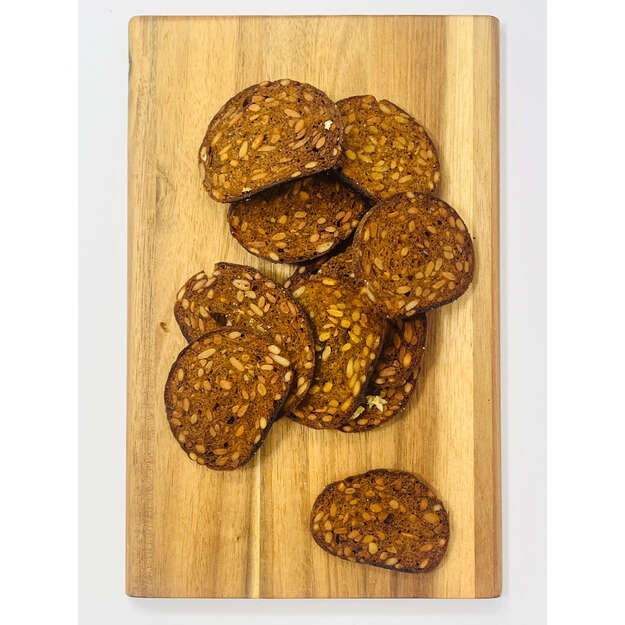 Keptos duonos riekelės su saulėgrąžom ir česnaku 1.5kg